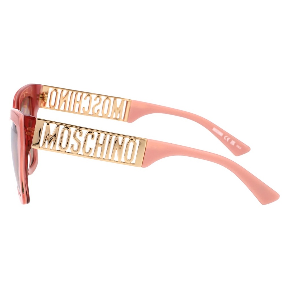Moschino Pink Logo Statement Sunglasses – Gold Side Detail – With Case